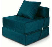 Бескаркасное кресло-кровать Mypuff Глубокая Бирюза, мебельный велюр Тори kv_546