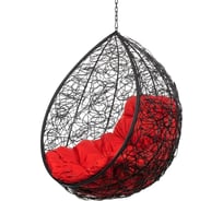 Подвесное кресло M-Group Капля, черное, без стойки, красная подушка, 7930095244443