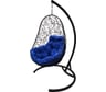 Подвесное кресло M-Group Овал ротанг, черное, синяя подушка, 7930095241206