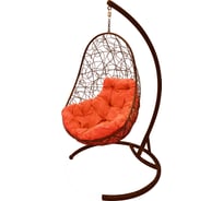 Подвесное кресло M-Group Овал ротанг, коричневое, оранжевая подушка, 7930095241121