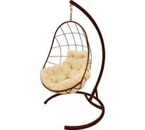 Подвесное кресло M-Group Овал без ротанга, коричневое, бежевая подушка, 7930095241435
