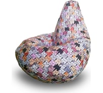 Кресло-мешок Mypuff Груша, коты серые, размер стандарт, принтованный оксфорд b_592