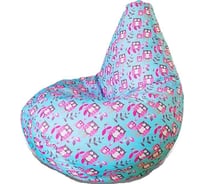 Кресло-мешок Mypuff Груша, совы, размер стандарт, принтованный оксфорд b_590
