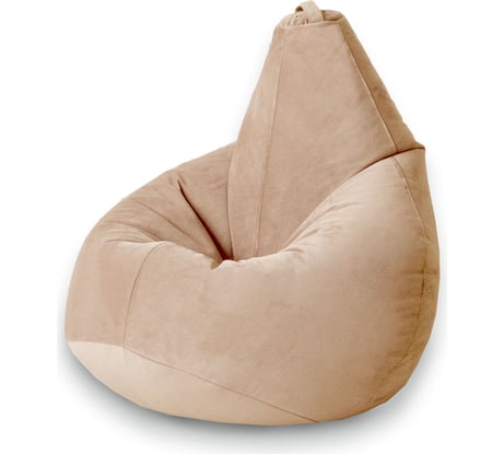 Кресло-мешок Mypuff Груша, латте, размер стандарт, мебельный велюр b_423