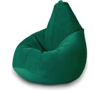 Кресло-мешок Mypuff Груша, темный изумруд, размер стандарт, мебельный велюр b_469