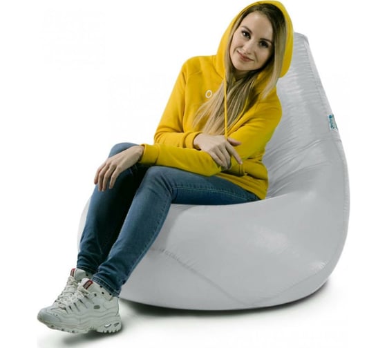 Кресло-мешок Mypuff Груша, серебристый, размер стандарт, оксфорд b_265