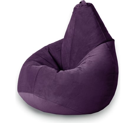 Кресло-мешок Mypuff Груша, баклажан, размер стандарт, мебельный велюр b_467