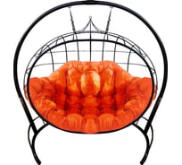 Подвесное кресло M-Group Улей без ротанга, черное, оранжевая подушка 7930095242630