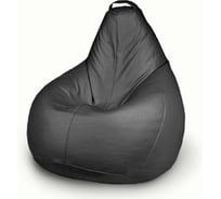 Кресло-мешок Mypuff Груша, отто черный, размер комфорт, экокожа bbb_057