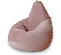 Кресло-мешок Mypuff Груша, пудра, размер комфорт, мебельный велюр bbb_480