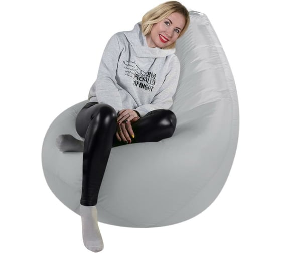 Кресло-мешок Mypuff Груша, серебристый, размер комфорт, оксфорд bbb_265