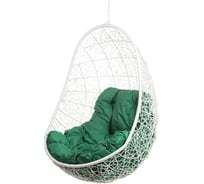 Подвесное кресло M-Group Овал, белое, без стойки, зеленая подушка, 7930095244542