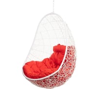 Подвесное кресло M-Group Овал, белое, без стойки, красная подушка, 7930095244559