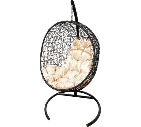 Подвесное кресло M-Group Луна, черное, бежевая подушка, 7930095244955