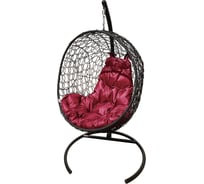 Подвесное кресло M-Group Луна, черное, бордовая подушка, 7930095244962
