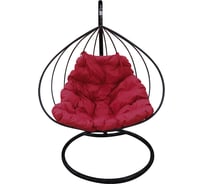Подвесное кресло M-Group Для двоих без ротанга, черное, бордовая подушка 7930095242074