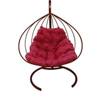 Подвесное кресло M-Group Для двоих без ротанга, коричневое, бордовая подушка 7930095242005