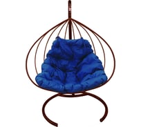 Подвесное кресло M-Group Для двоих без ротанга, коричневое, синяя подушка 7930095241978