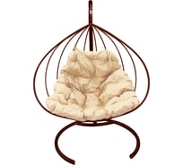 Подвесное кресло M-Group Для двоих без ротанга, коричневое, бежевая подушка 7930095241992