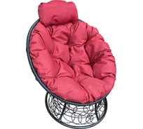 Садовое кресло M-Group Папасан мини, черное, ротанг, красная подушка 7930095242999