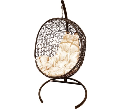 Подвесное кресло M-Group Луна, коричневое, бежевая подушка, 7930095245143