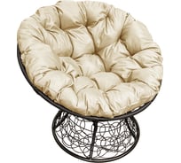 Садовое кресло M-Group Папасан коричневое, ротанг, бежевая подушка 7930095242883