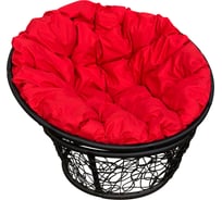 Садовое кресло M-Group Папасан черное, ротанг, красная подушка 7930095242913