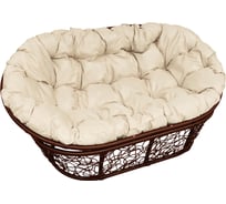 Садовый диван M-Group Мамасан коричневый ротанг, бежевая подушка 7930095242821