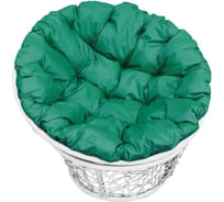 Садовое кресло M-Group Папасан белое, ротанг, зеленая подушка 7930095242876