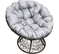 Садовое кресло M-Group Папасан пружинка, черное, ротанг, серая подушка 7930095243002