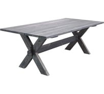 Деревянный стол садовый из массива сосны ДИПРИЗ прямоугольный, для сада и дачи, 210x103 см, графит Д.60008.3