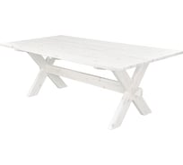 Деревянный стол садовый из массива сосны ДИПРИЗ прямоугольный, для сада и дачи, 210x103 см, белый Д.60049.1