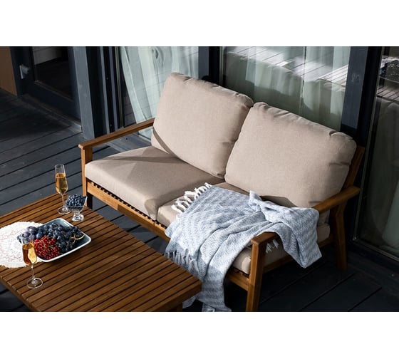 Кофейный набор из акации Joygarden Mona диван 2-х местный, кофейный столик 35101/35102