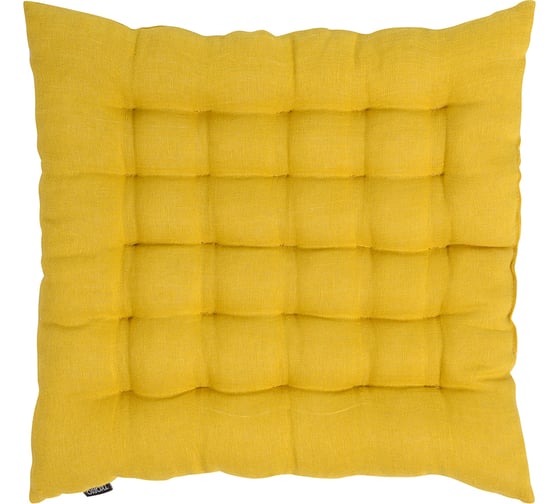 Подушка на стул Tkano коллекция Essential из стираного льна горчичного цвета, 40x40x4 см TK22-CP0003