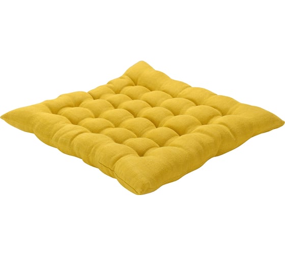 Подушка на стул Tkano коллекция Essential из стираного льна горчичного цвета, 40x40x4 см TK22-CP0003