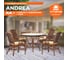Комплект обеденный Tetchair "ANDREA" ( стол со стеклом + 4 кресла + подушки) Pecan Washed (античн. орех), Ткань рубчик, цвет кремовый 7832 2