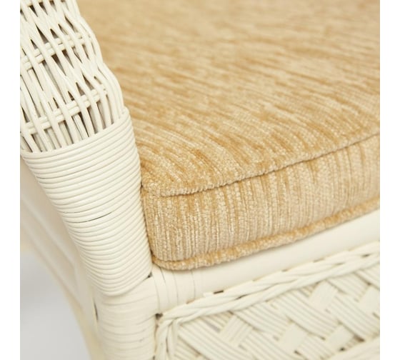 Комплект террасный Tetchair ANDREA (стол кофейный со стеклом + 2 кресла + подушки) ротанг, 64x67x92см / D60x55, TCH White (белый) 13337