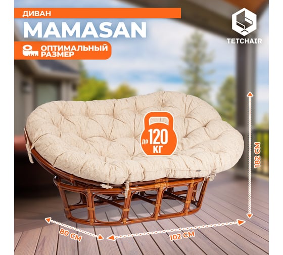 Кресло Tetchair "MAMASAN" 23/02 W /с подушкой/ Cognac (коньяк)  5774