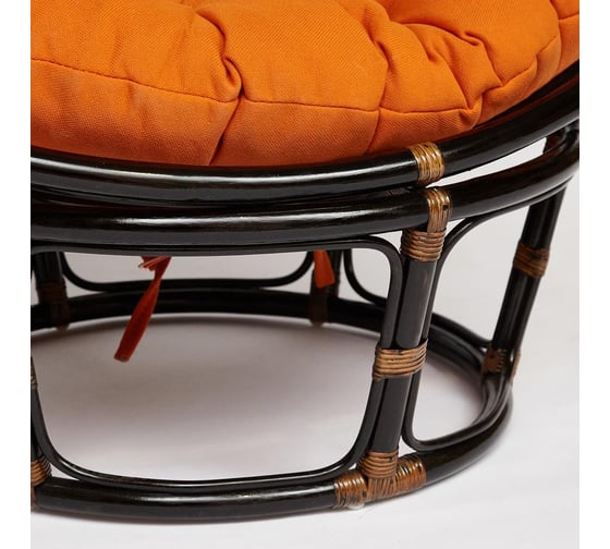 Кресло Tetchair "PAPASAN" 23/01 W, с подушкой, Antique brown (античный черно-коричневый), ткань оранжевый, С 23 13734