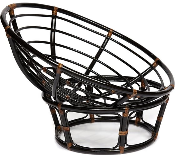 Кресло Tetchair "PAPASAN" 23/01 W, с подушкой, Antique brown (античный черно-коричневый), ткань оранжевый, С 23 13734