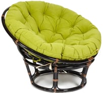 Кресло Tetchair "PAPASAN" 23/01 W, с подушкой, диаметр подушки 125 см, 115x101x104 см, Antique brown (античный черно-коричневый), флок олива, 23 13738