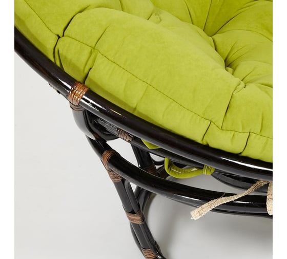 Кресло Tetchair "PAPASAN" 23/01 W, с подушкой, диаметр подушки 125 см, 115x101x104 см, Antique brown (античный черно-коричневый), флок олива, 23 13738