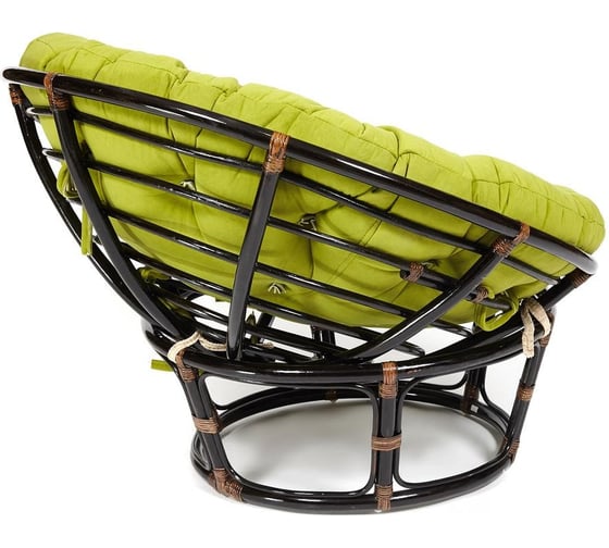 Кресло Tetchair "PAPASAN" 23/01 W, с подушкой, диаметр подушки 125 см, 115x101x104 см, Antique brown (античный черно-коричневый), флок олива, 23 13738