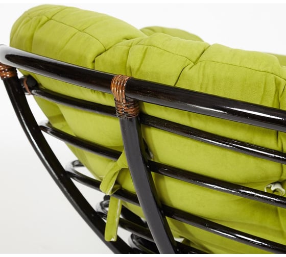 Кресло Tetchair "PAPASAN" 23/01 W, с подушкой, диаметр подушки 125 см, 115x101x104 см, Antique brown (античный черно-коричневый), флок олива, 23 13738