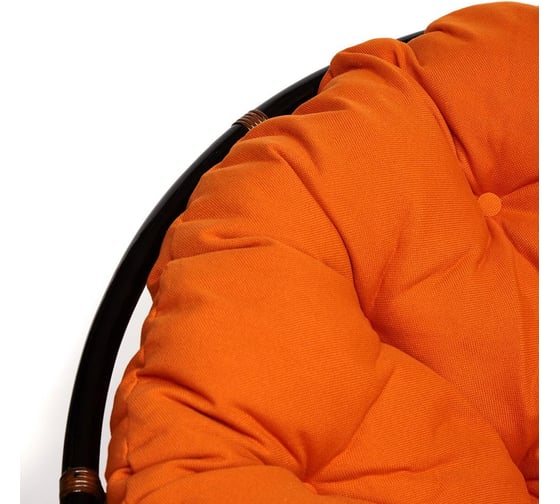 Кресло-качалка Tetchair "PAPASAN" w 23/01 B, с подушкой, Antique brown (античный черно-коричневый), ткань оранжевый, С 23 13750