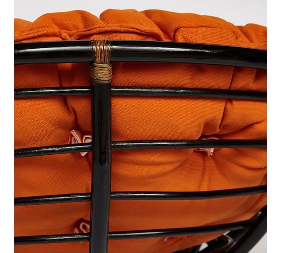 Кресло-качалка Tetchair "PAPASAN" w 23/01 B, с подушкой, Antique brown (античный черно-коричневый), ткань оранжевый, С 23 13750