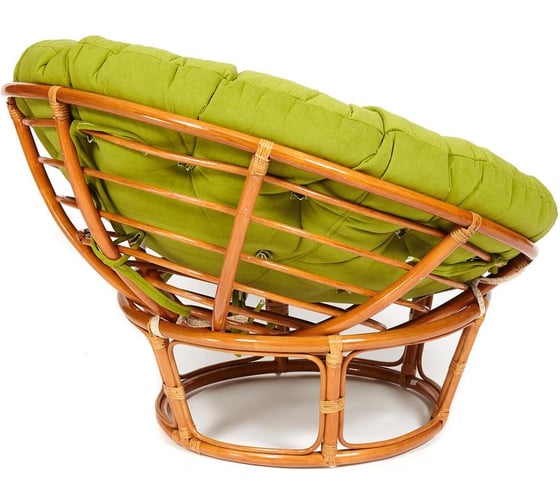Кресло Tetchair "PAPASAN" 23/01 W, с подушкой, диаметр подушки 125 см, 115x101x104 см, Cognac (коньяк), флок олива, 23 13739