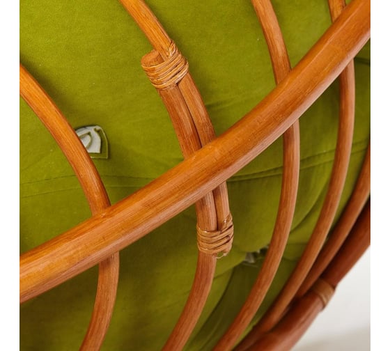 Кресло Tetchair "PAPASAN" 23/01 W, с подушкой, диаметр подушки 125 см, 115x101x104 см, Cognac (коньяк), флок олива, 23 13739