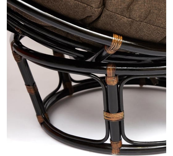 Кресло Tetchair "PAPASAN" 23/01 W, с подушкой, диаметр подушки 125 см, 115x101x104 см, Antique brown (античный черно-коричневый), ткань коричневый, 13730