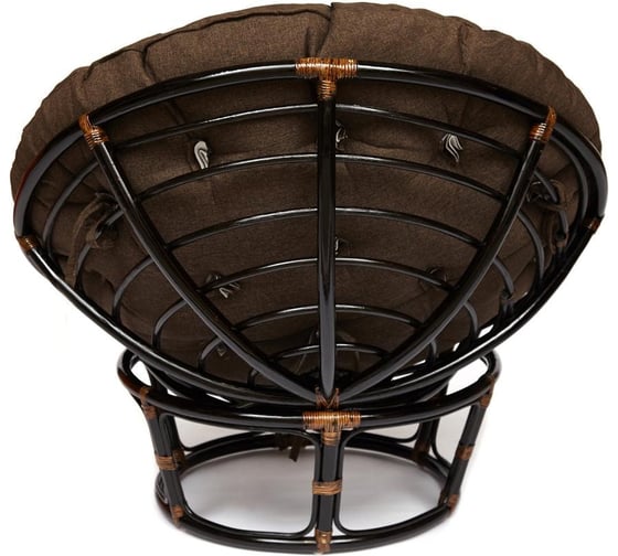 Кресло Tetchair "PAPASAN" 23/01 W, с подушкой, диаметр подушки 125 см, 115x101x104 см, Antique brown (античный черно-коричневый), ткань коричневый, 13730